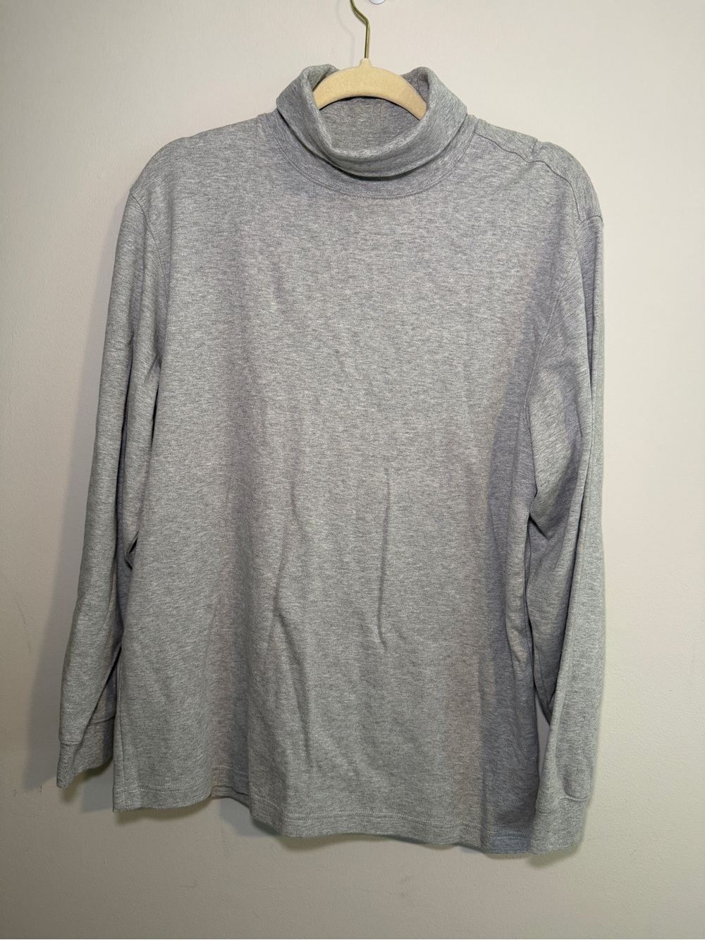 LL Bean Men's Carefree Unshrinkable Turtleneck Heather Grey Long Sleeve Cotton